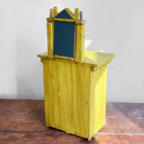 20th-century Yellow Painted Tramp Art Cabinet