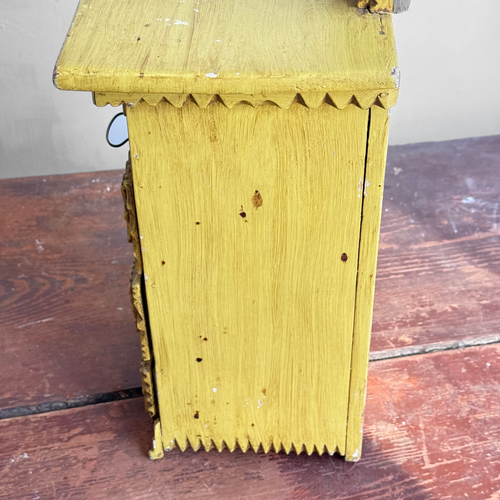 20th-century Yellow Painted Tramp Art Cabinet