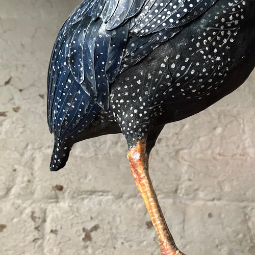 Papier-Mâché Guinea Fowl with Chick #38A