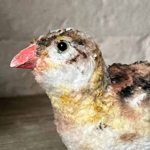 Papier-Mâché Guinea Fowl with Chick #38A