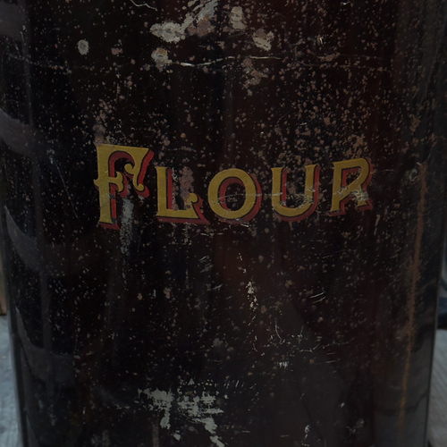 19th-century American Flour Tin Container