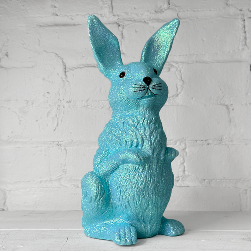 Ino Schaller Large Standing Glitter Bunny in Light Blue