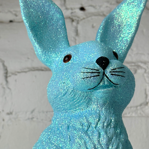 Ino Schaller Large Standing Glitter Bunny in Light Blue
