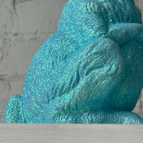 Ino Schaller Large Standing Glitter Bunny in Light Blue
