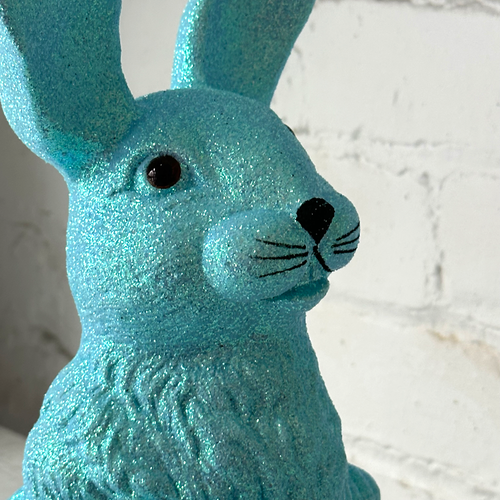 Ino Schaller Large Standing Glitter Bunny in Light Blue