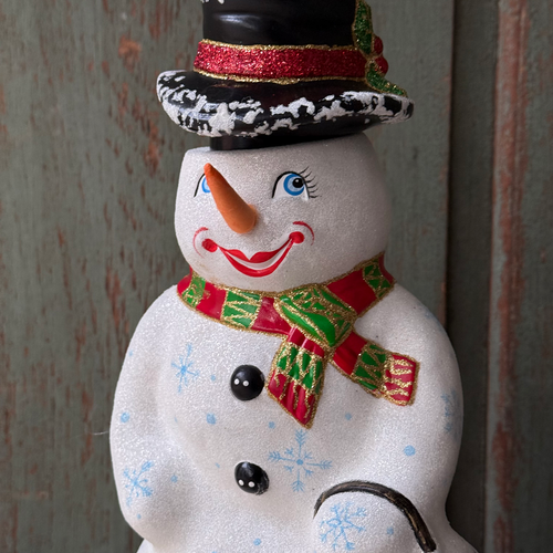 XL Papier-Mâché Snowman with Lantern
