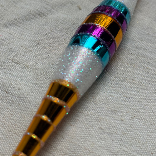 Multicolor Banded Icicle Ornament
