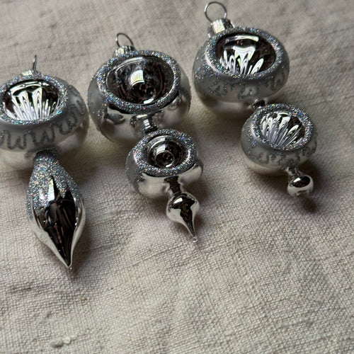 Set of 3 Small Free-blown Ornaments with Reflectors