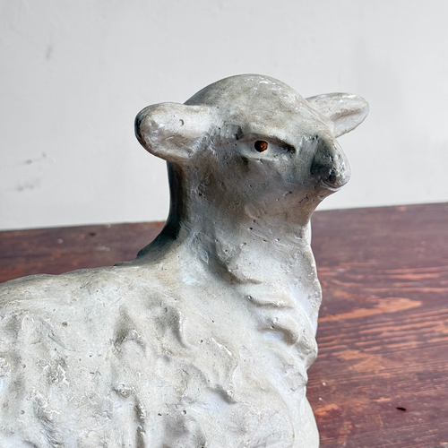Vintage Plaster Sheep Figure