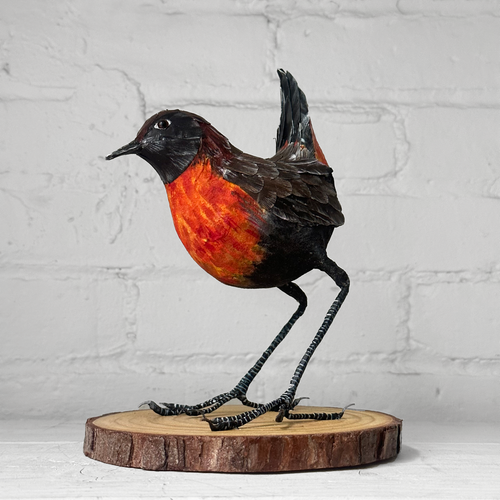 Papier-Mâché Rufous-Breasted Thrush Bird #48