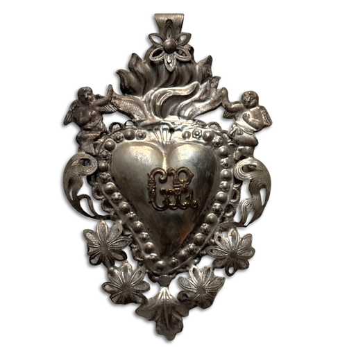19th Century Italian Ex-Voto Sacred Silver Heart (No. 1)