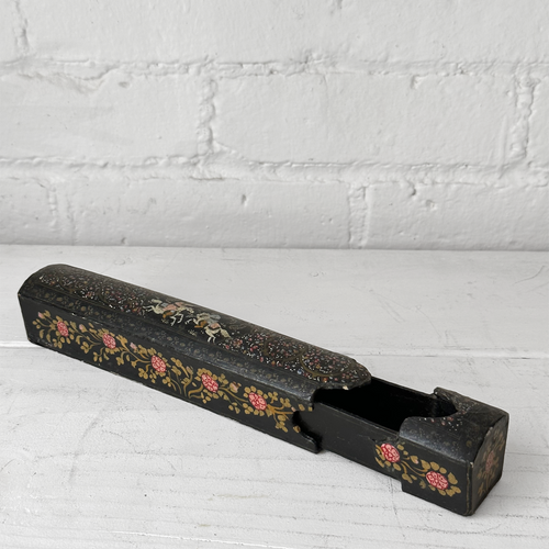 19th-century Persian Lacquered Qalamdan Pen Box with Horse Motif