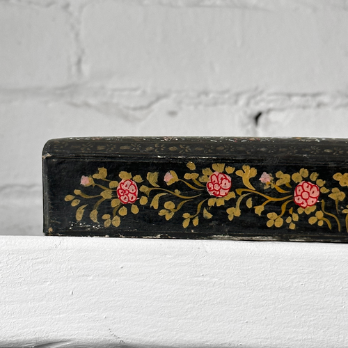 19th-century Persian Lacquered Qalamdan Pen Box with Horse Motif