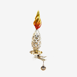 Silver Pinecone Candle Clip-on Ornament