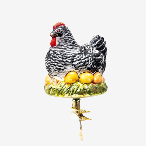 Clip-on Hen with Eggs Ornament