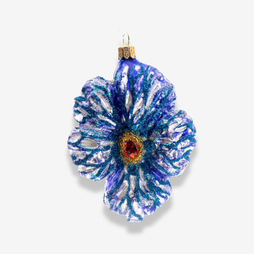 White & Blue Pansy Blossom Ornament