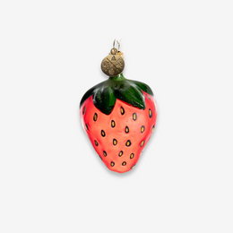 Frosted Glass Strawberry Ornament