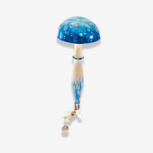 Blue Clip-on Mushroom Ornament