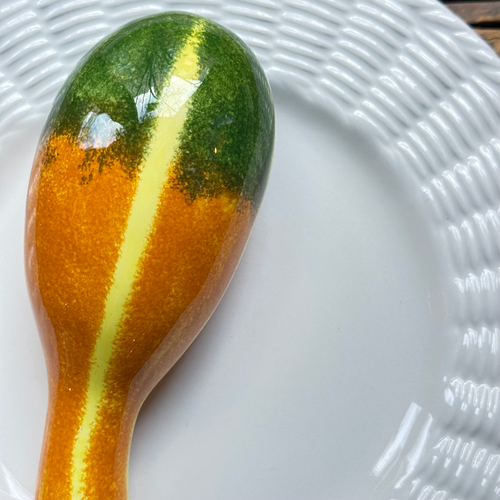 Trompe L'oeil Gourd Plate with Basket-Weave Rim