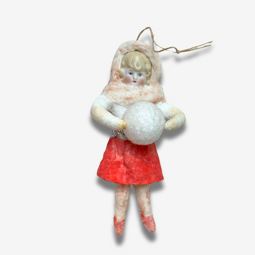 Nostalgic Cotton Doll with Snowball Ornament