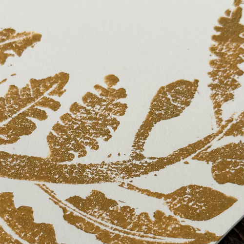 Block Printed Gold Leaves Folded Card