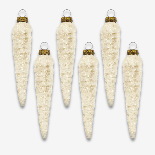 Set of 6 White Christmas Icicles No. 2