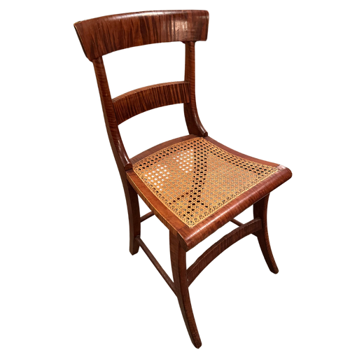 19th Century Federal Tiger Burled Cane Chair