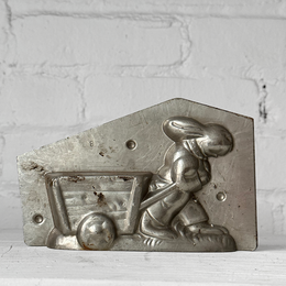 Antique Chocolate Rabbit with Wagon Tin Mold (#25)