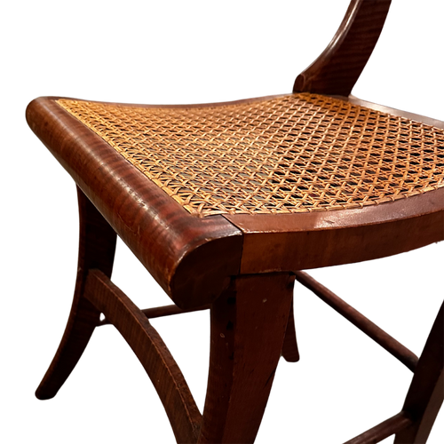 19th Century Federal Tiger Burled Cane Chair