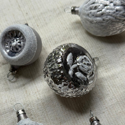 Set of 14 Silver Ornaments with Small Tree Topper
