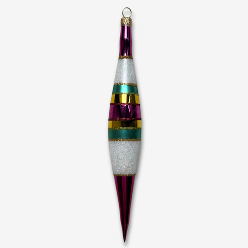 Pink & Turquoise Banded Icicle Ornament