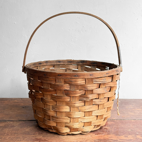Antique American Hand-Woven Splint Ash Basket