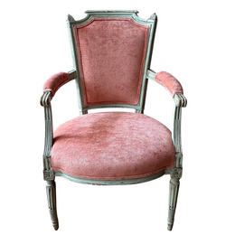 19th Century Swedish Painted Chair Upholstered in Velluto Rose Fabric