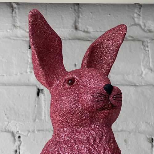 Ino Schaller Large Standing Glitter Bunny in Dark Pink