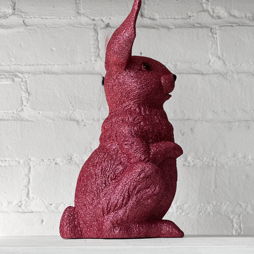 Ino Schaller Large Standing Glitter Bunny in Dark Pink