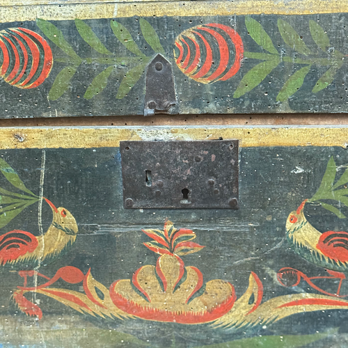 18th-century French Painted Trunk