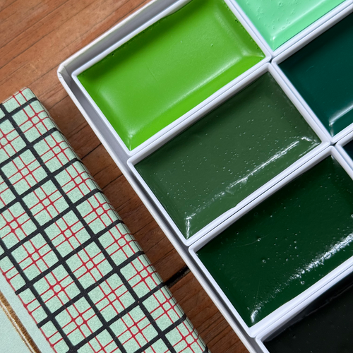 Colorama 8 Japanese Gansai Watercolor Set in Green