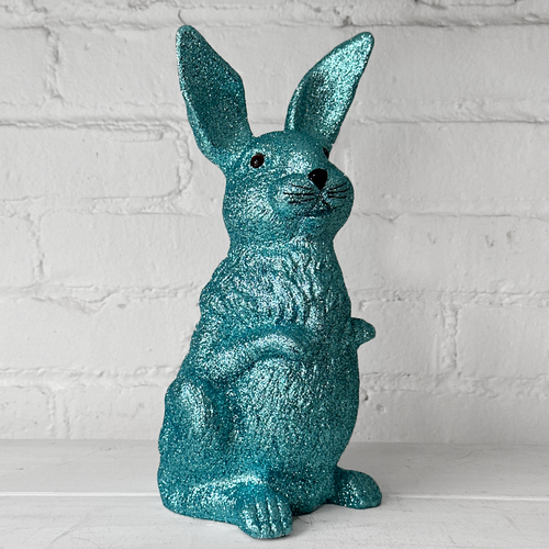 Ino Schaller Large Standing Glitter Bunny in Dark Blue