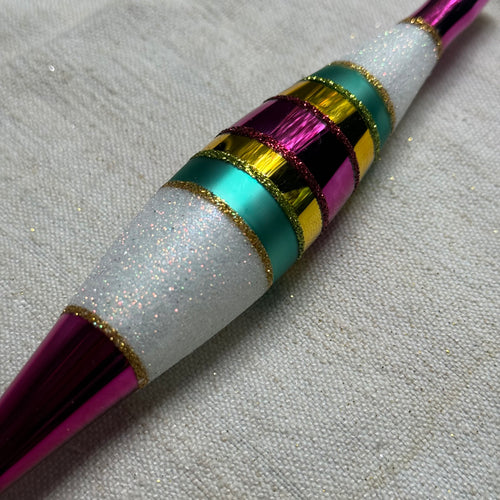 Pink & Turquoise Banded Icicle Ornament