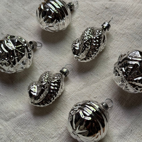 Set of 6 Small Silver Ornaments