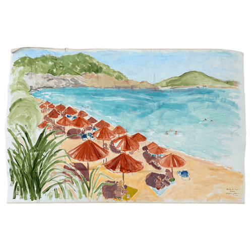 "Beach Near Gythio Greece" Painted Backdrop by Virginia Johnson