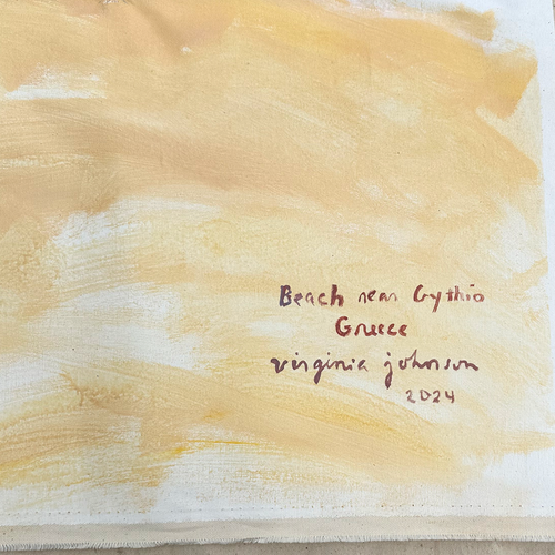 "Beach Near Gythio Greece" Painted Backdrop by Virginia Johnson