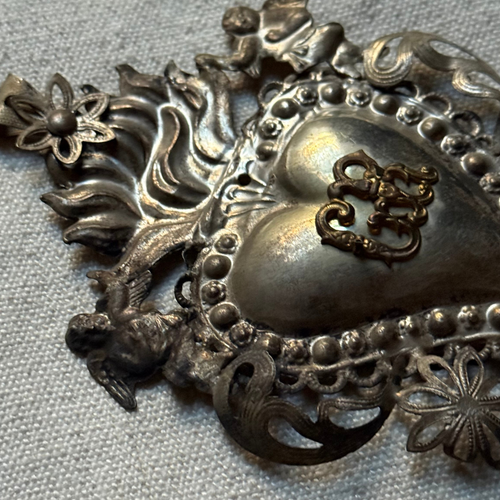 19th Century Italian Ex-Voto Sacred Silver Heart (No. 1)