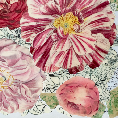 One of a Kind Collaged Flower Table Mat (#303)