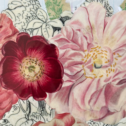One of a Kind Collaged Flower Table Mat (#303)