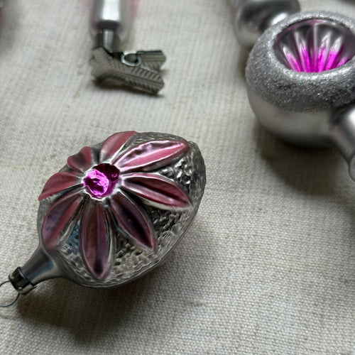 Set of 14 Pink Ornaments with Small Tree Topper