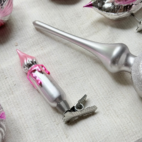 Set of 14 Pink Ornaments with Small Tree Topper