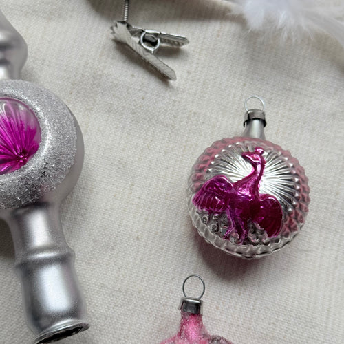 Set of 14 Pink Ornaments with Small Tree Topper