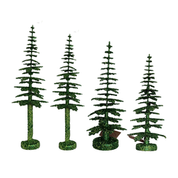 Set of 4 Glitter Trees in New Green
