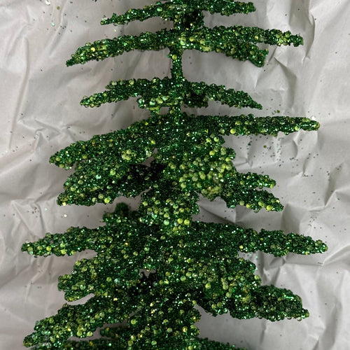 Set of 4 Glitter Trees in New Green